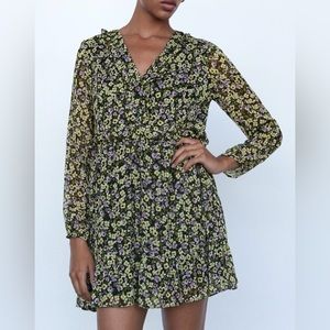 Zara Button Front Floral Dress
